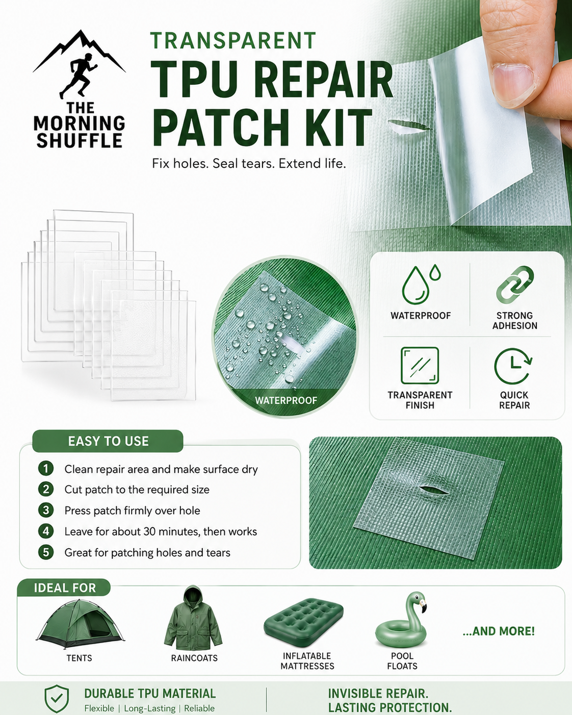 Transparent TPU Repair Patch Kit | The Morning Shuffle