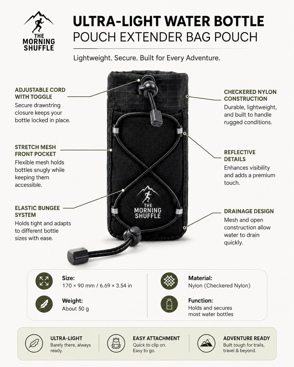 Ultralight Water Bottle Pouch | The Morning Shuffle
