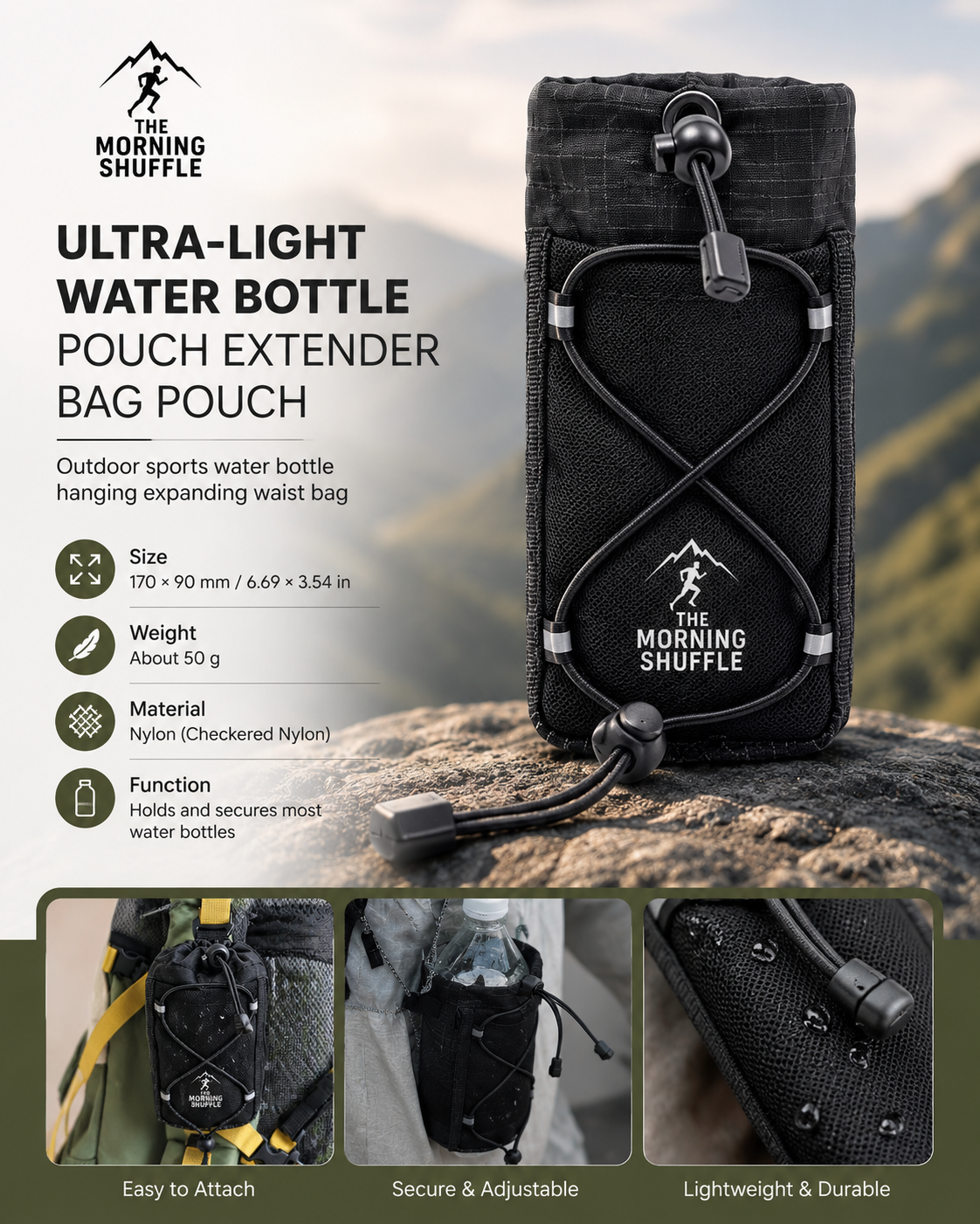 Ultralight Water Bottle Pouch | The Morning Shuffle