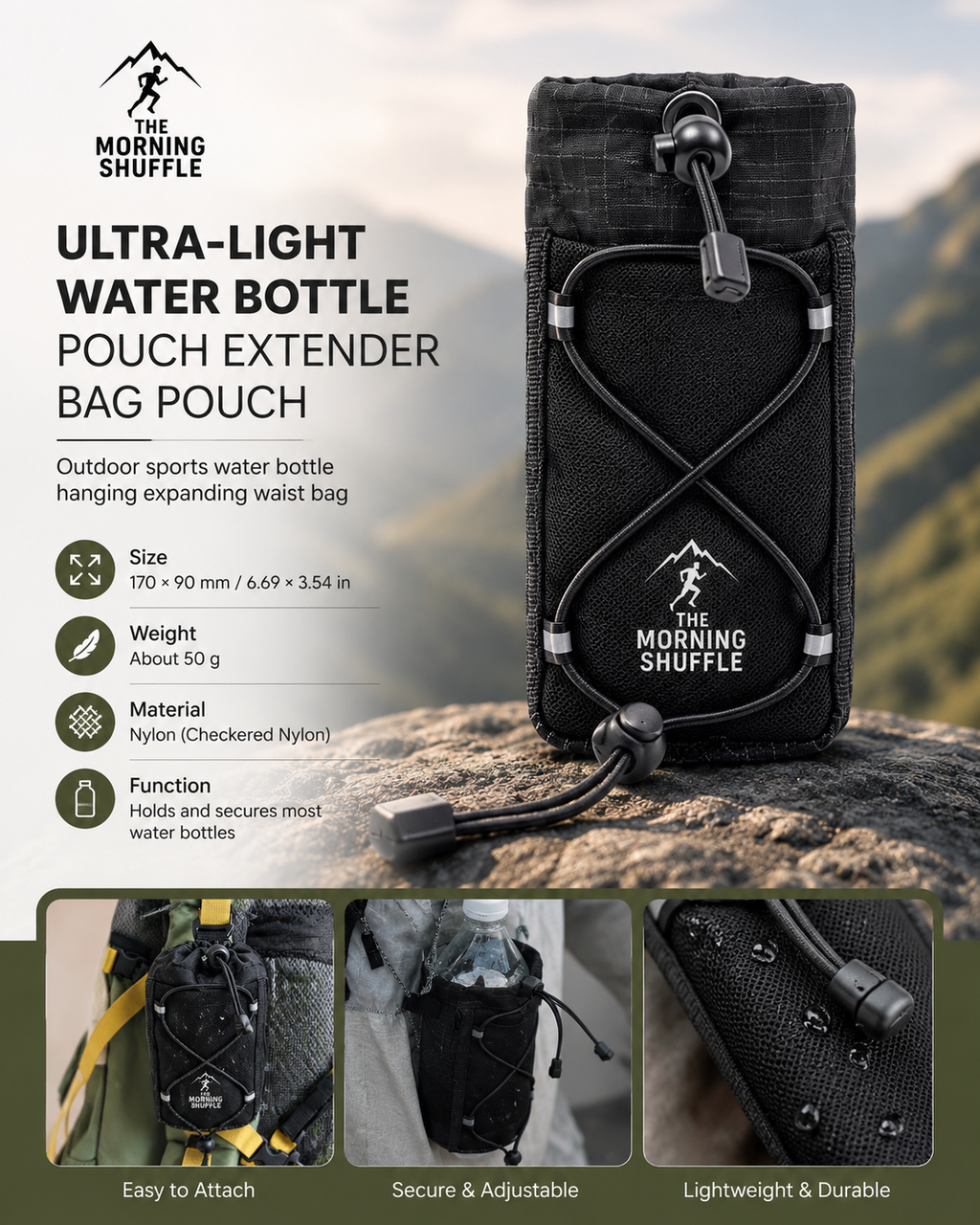 Ultralight Water Bottle Pouch | The Morning Shuffle